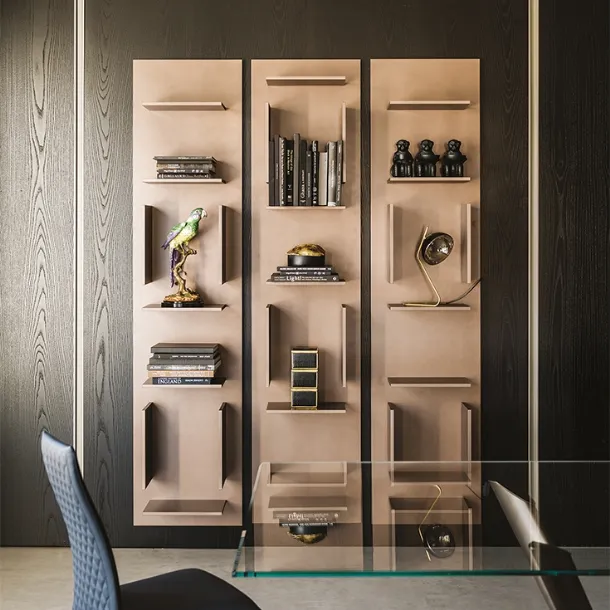 Fifty wall-mounted modular wooden bookcase by Cattelan Italia