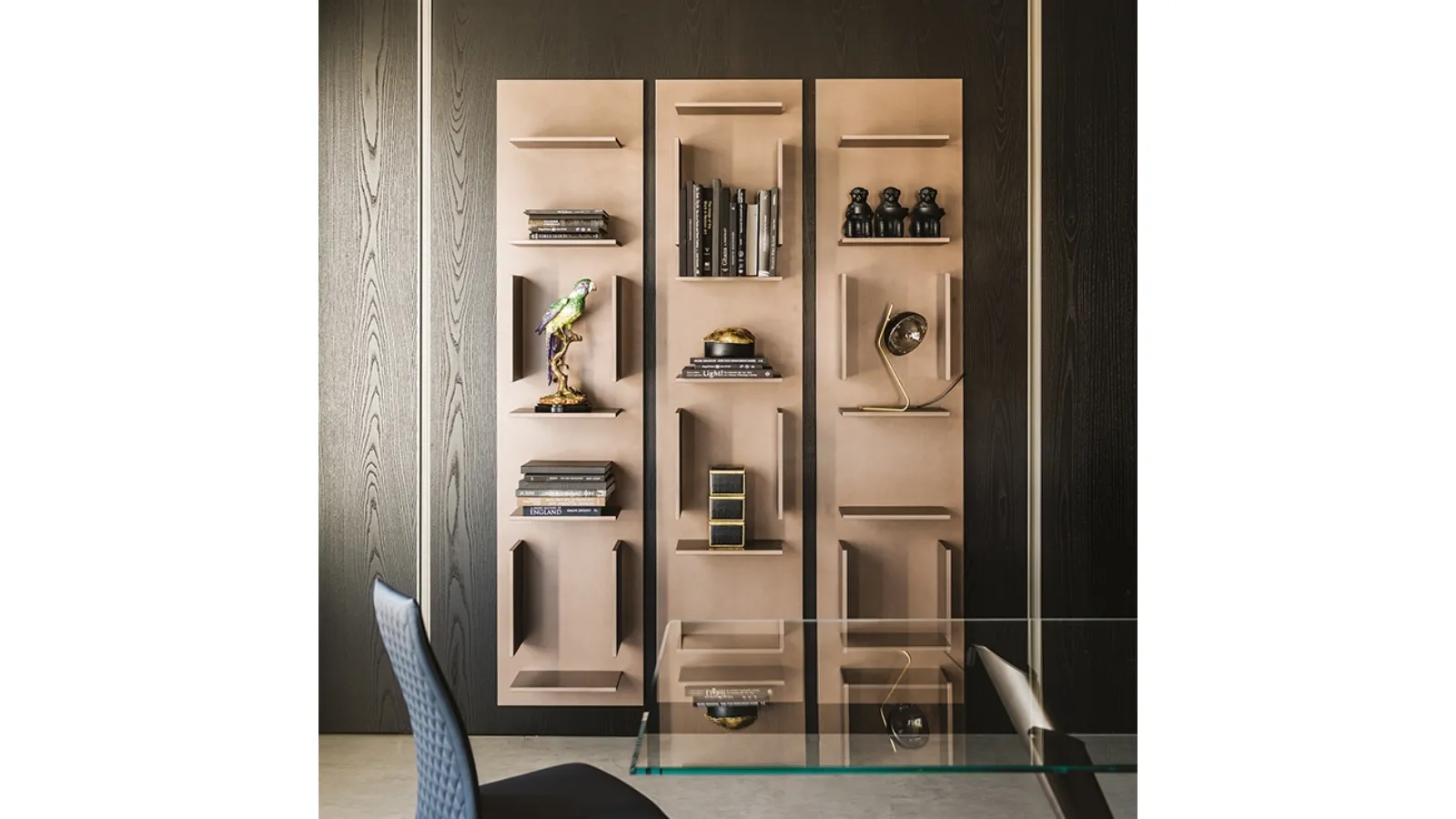 Fifty wall-mounted modular wooden bookcase by Cattelan Italia