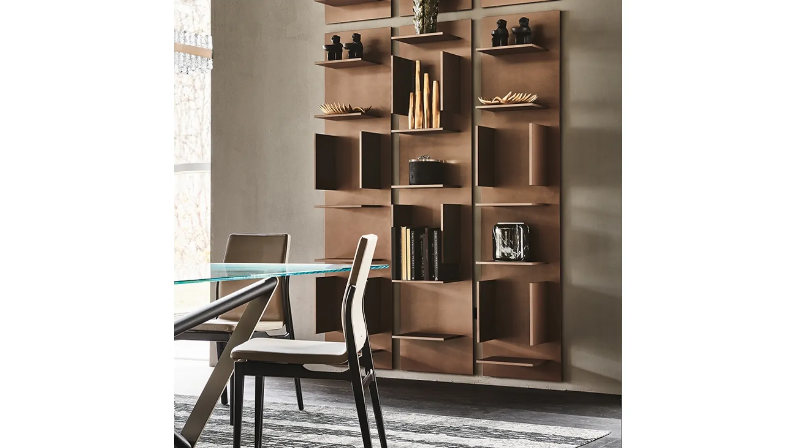 Fifty wall-mounted modular wooden bookcase by Cattelan Italia