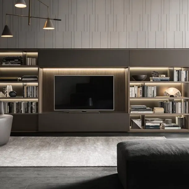 Flexus bookcase composition 10 in matte lacquered finish by Giellesse