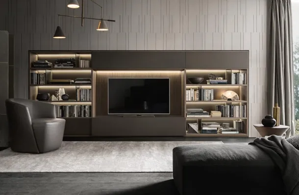 Flexus bookcase composition 10 in matte lacquered finish by Giellesse