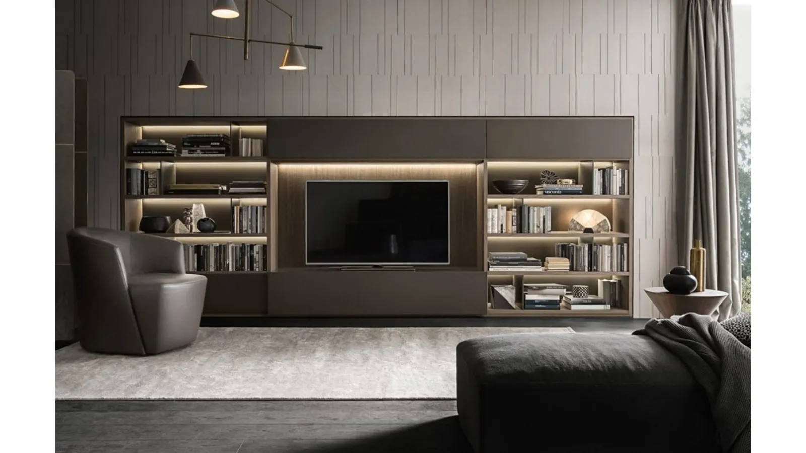 Flexus bookcase composition 10 in matte lacquered finish by Giellesse