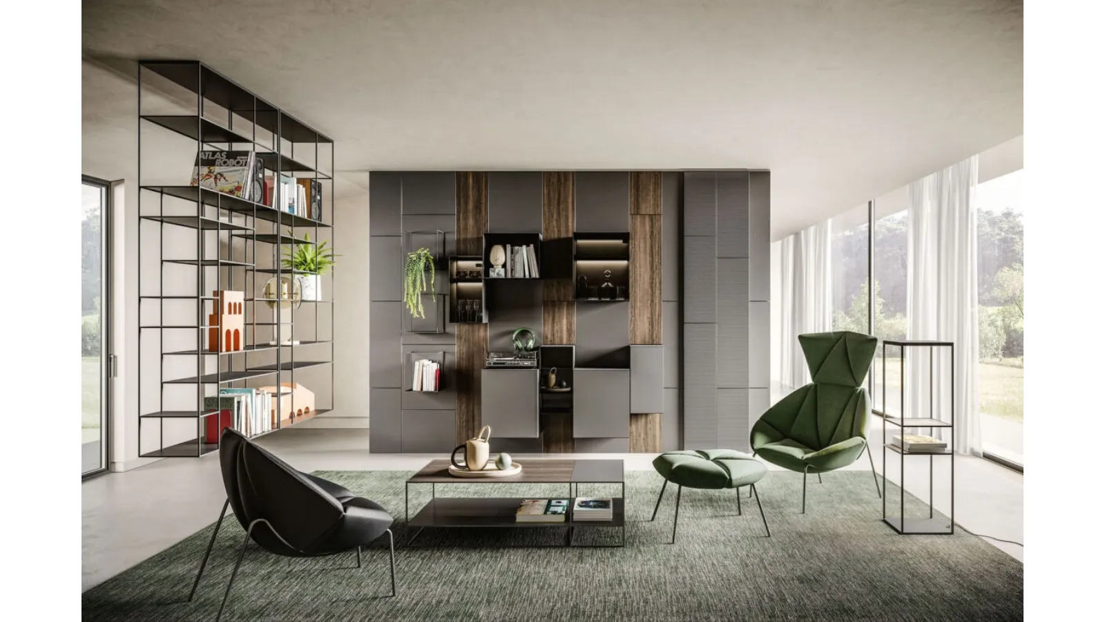 Levia Air suspended bookshelf by Ronda Design