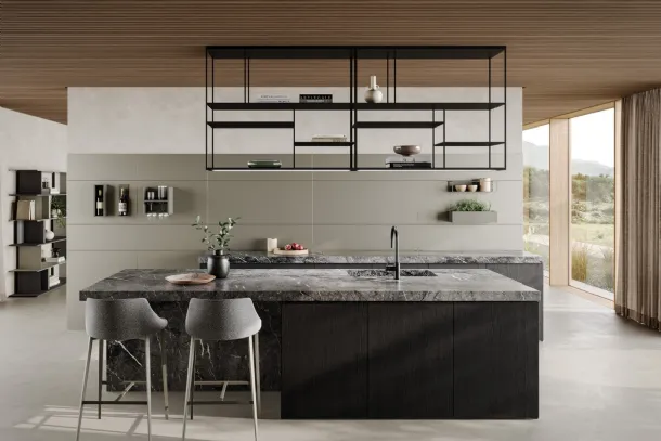 Levia Kitchen suspended bookshelf in painted metal by Ronda Design