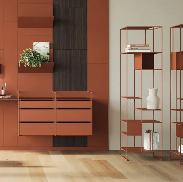 Freestanding bookshelf Levia Stand in painted metal by Ronda Design