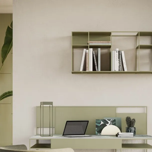 Levia Wall suspended bookshelf in painted metal by Ronda Design