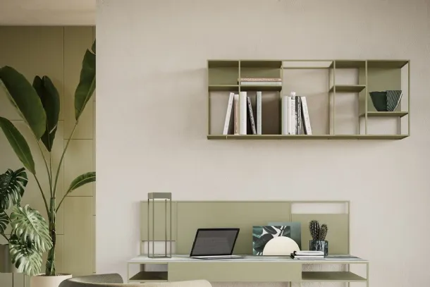 Levia Wall suspended bookshelf in painted metal by Ronda Design