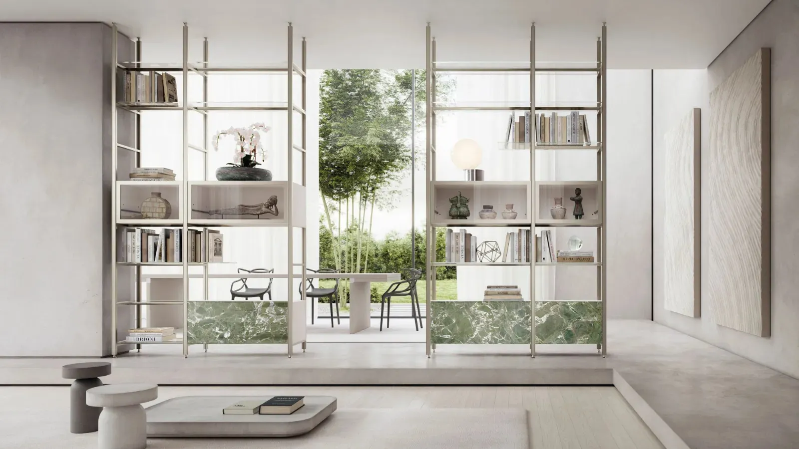 Mida ceiling-mounted partition bookshelf by Doal