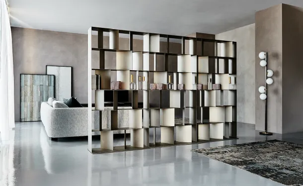 Nautilus embossed steel partition bookcase by Cattelan Italia