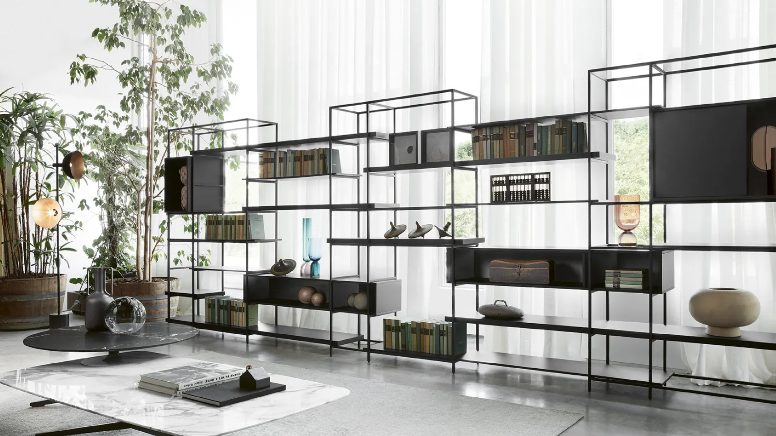 Lema Plain modular metal partition bookshelf