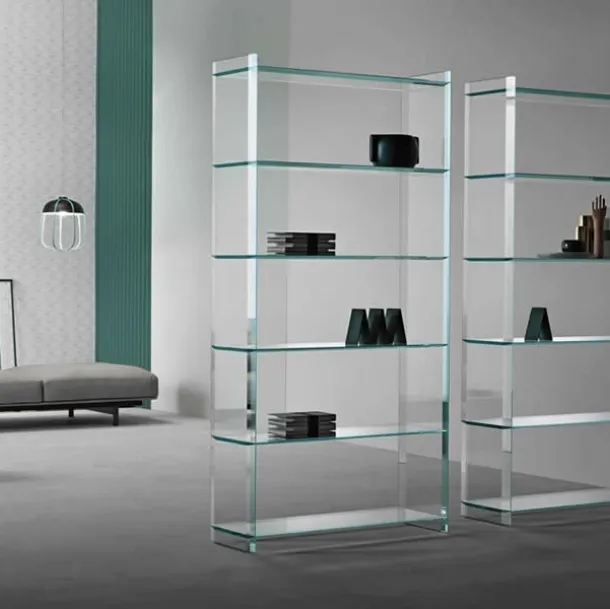 Quiller beveled glass partition bookshelf by Tonelli