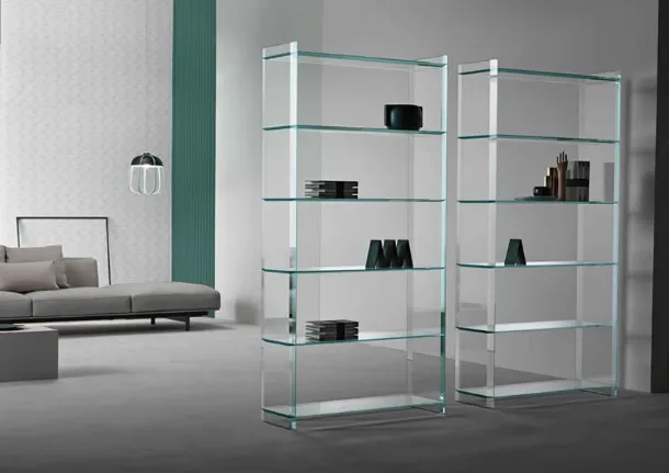 Quiller beveled glass partition bookshelf by Tonelli