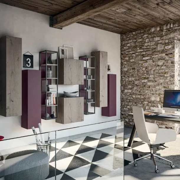 Rebel CF 172 bookshelf in wood and lacquered by Fimar