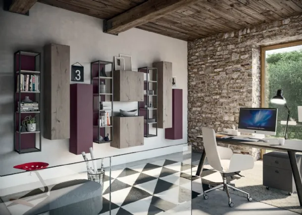 Rebel CF 172 bookshelf in wood and lacquered by Fimar
