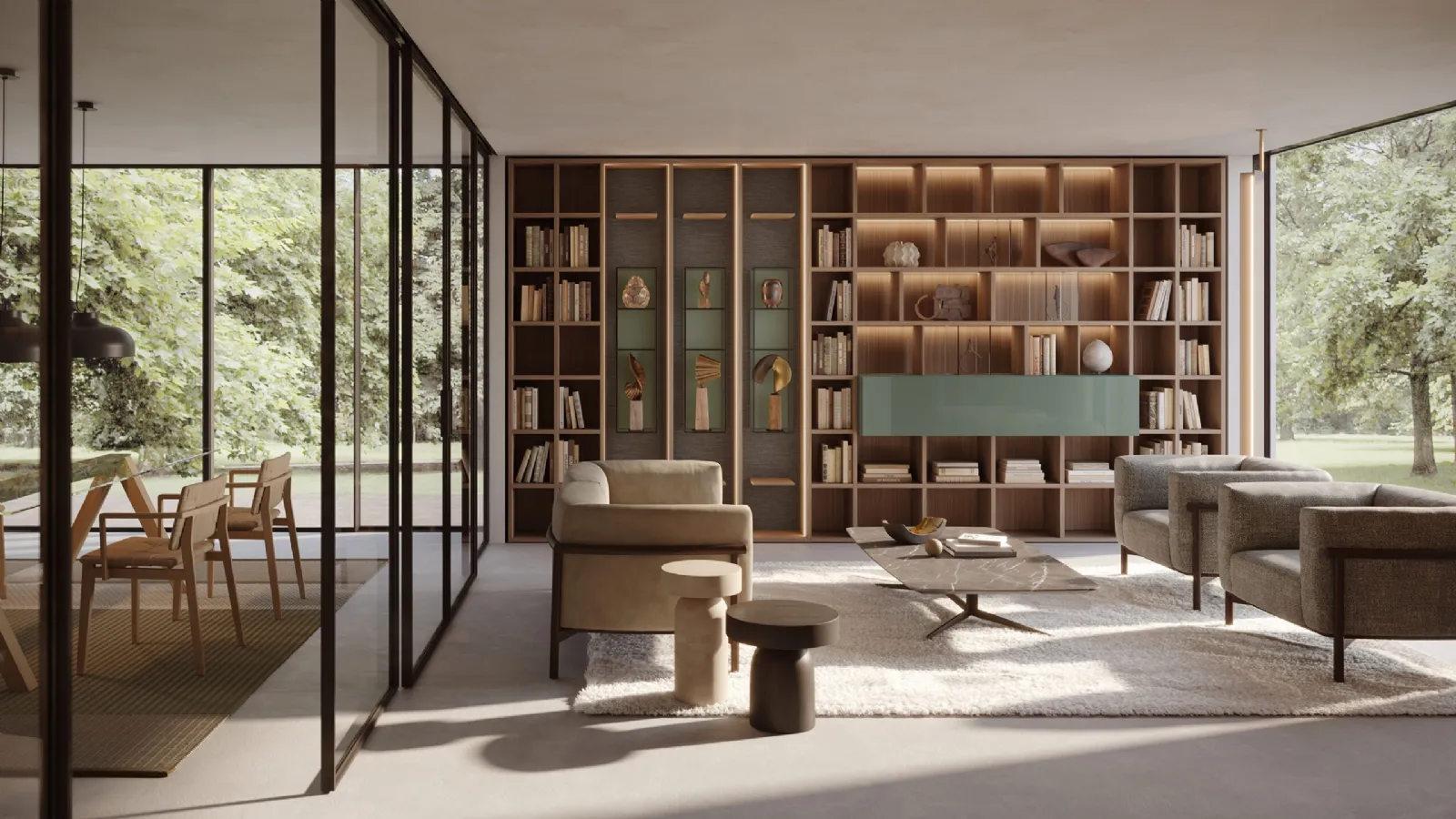 Selecta bookshelf in wood and glossy lacquered finish by Lema