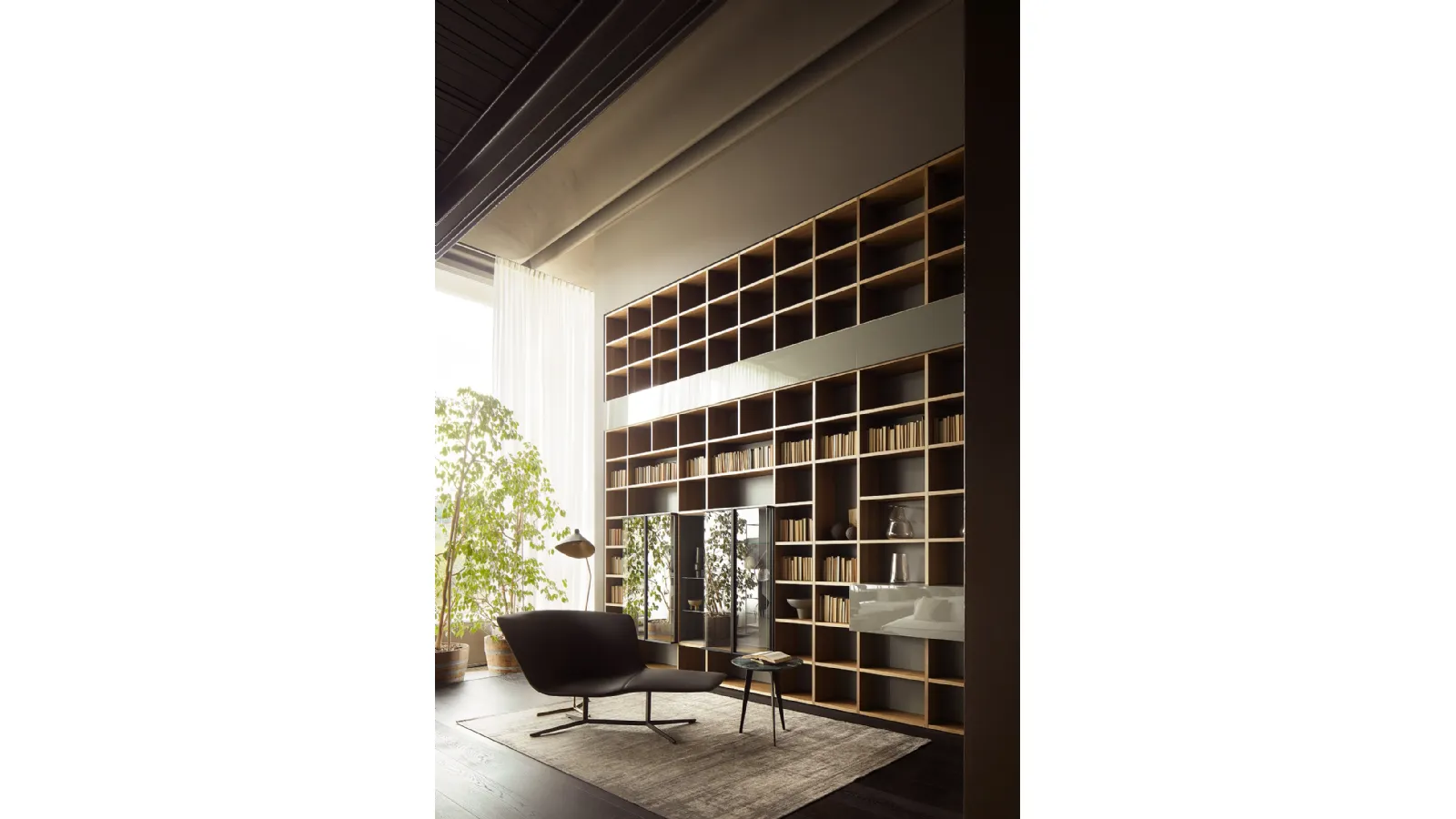 Selecta bookcase in wood and glossy lacquered finish by Lema