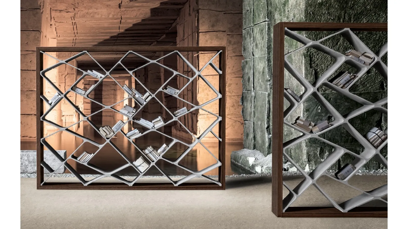 Shanghai XL design room divider in oak and concrete by Alivar