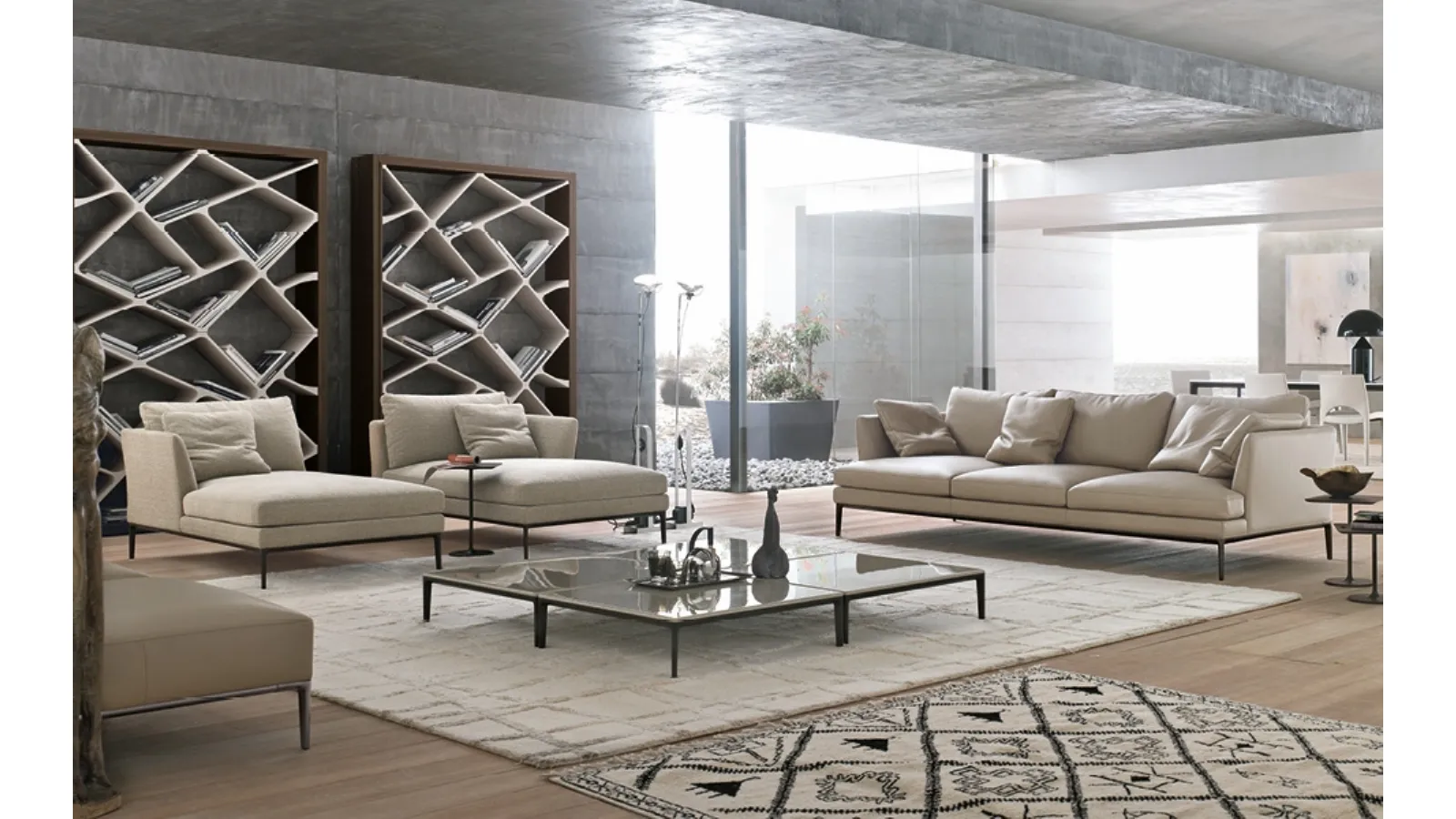 Shanghai design bookshelf in oak and concrete by Alivar