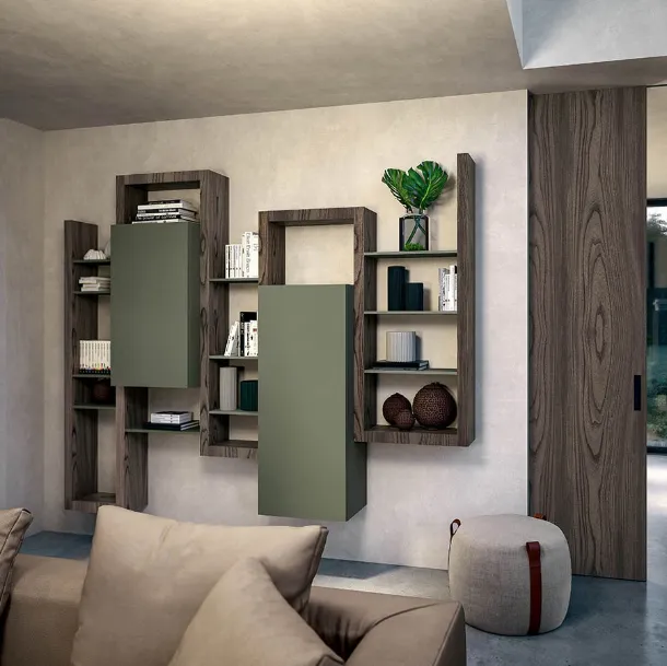 Suspended bookcase Side CF 034 in wood and matte lacquer by Fimar