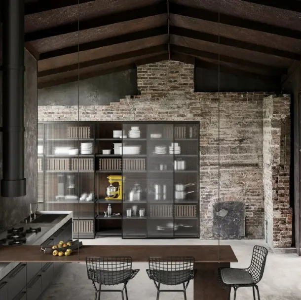 Wall-mounted Simply bookcase with glass doors by Doal