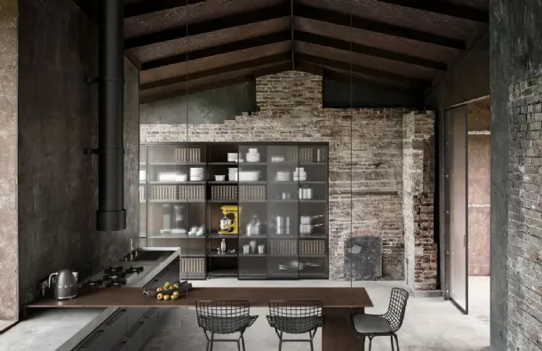 Wall-mounted Simply bookcase with glass doors by Doal