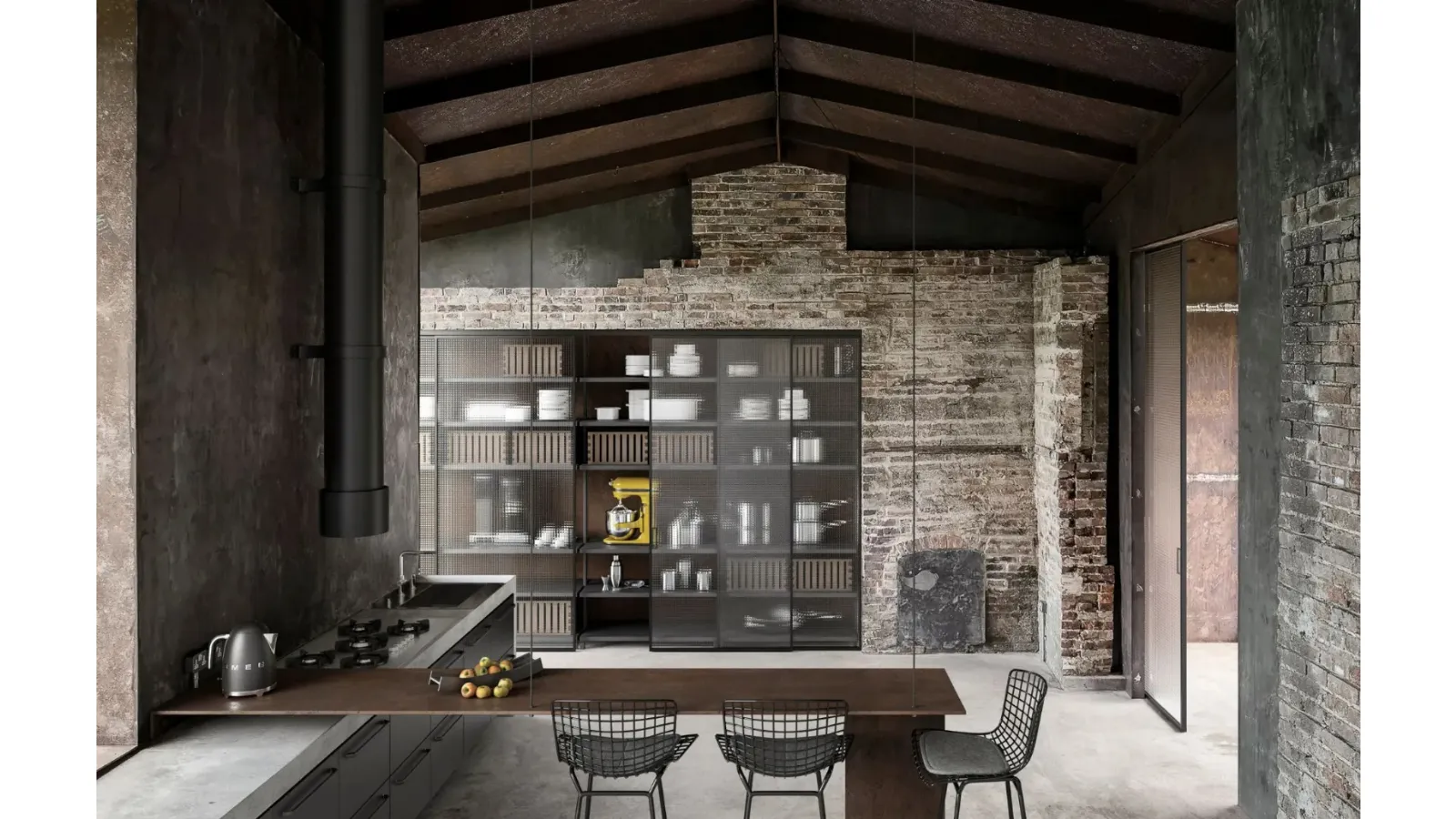 Wall-mounted Simply bookcase with glass doors by Doal