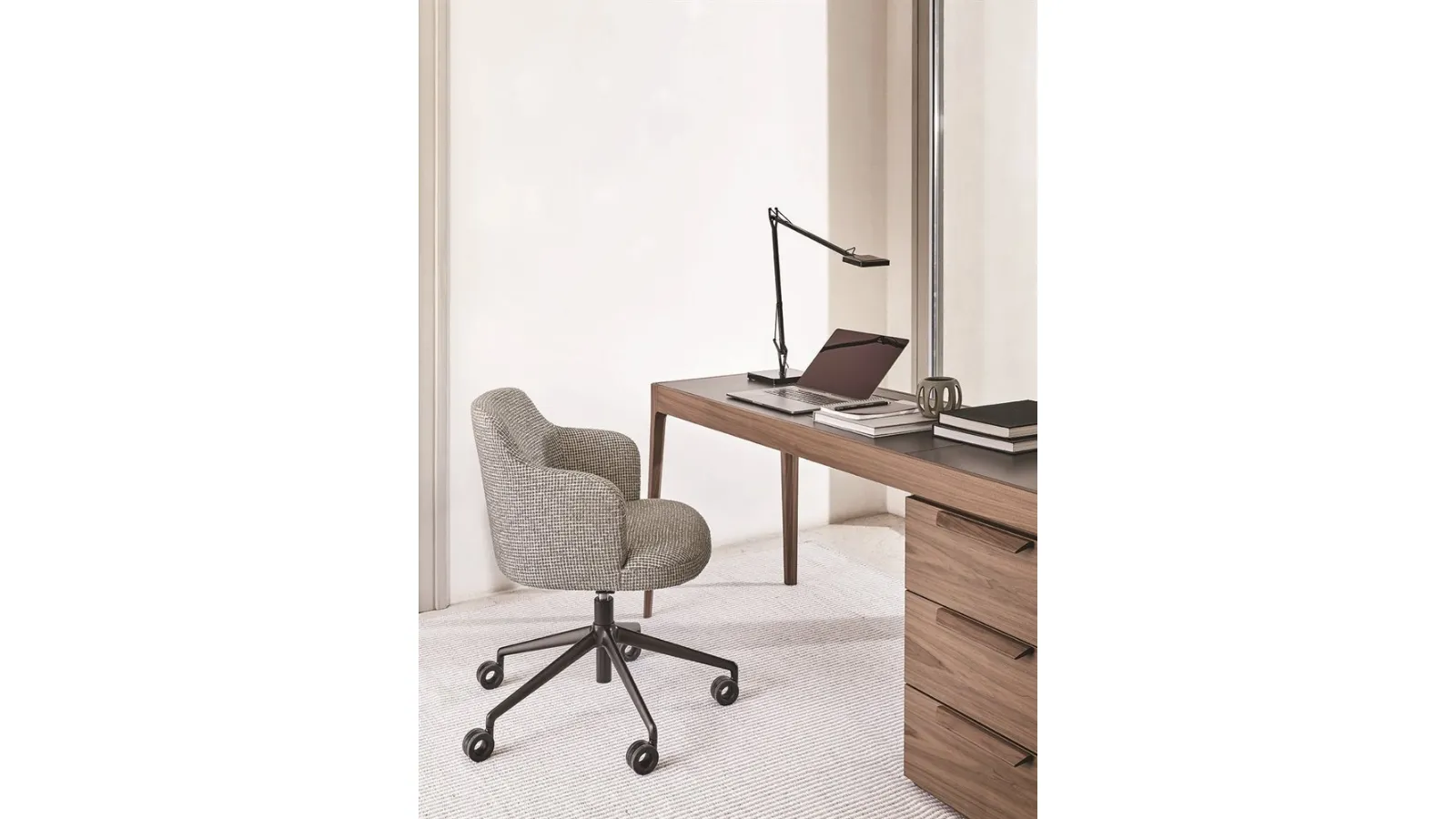 Abby armchair with wheels in the basic swivel version by Porada