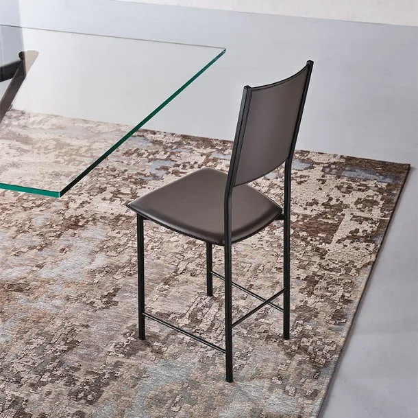 Chair with steel frame and leather seat Alessia by Cattelan Italia