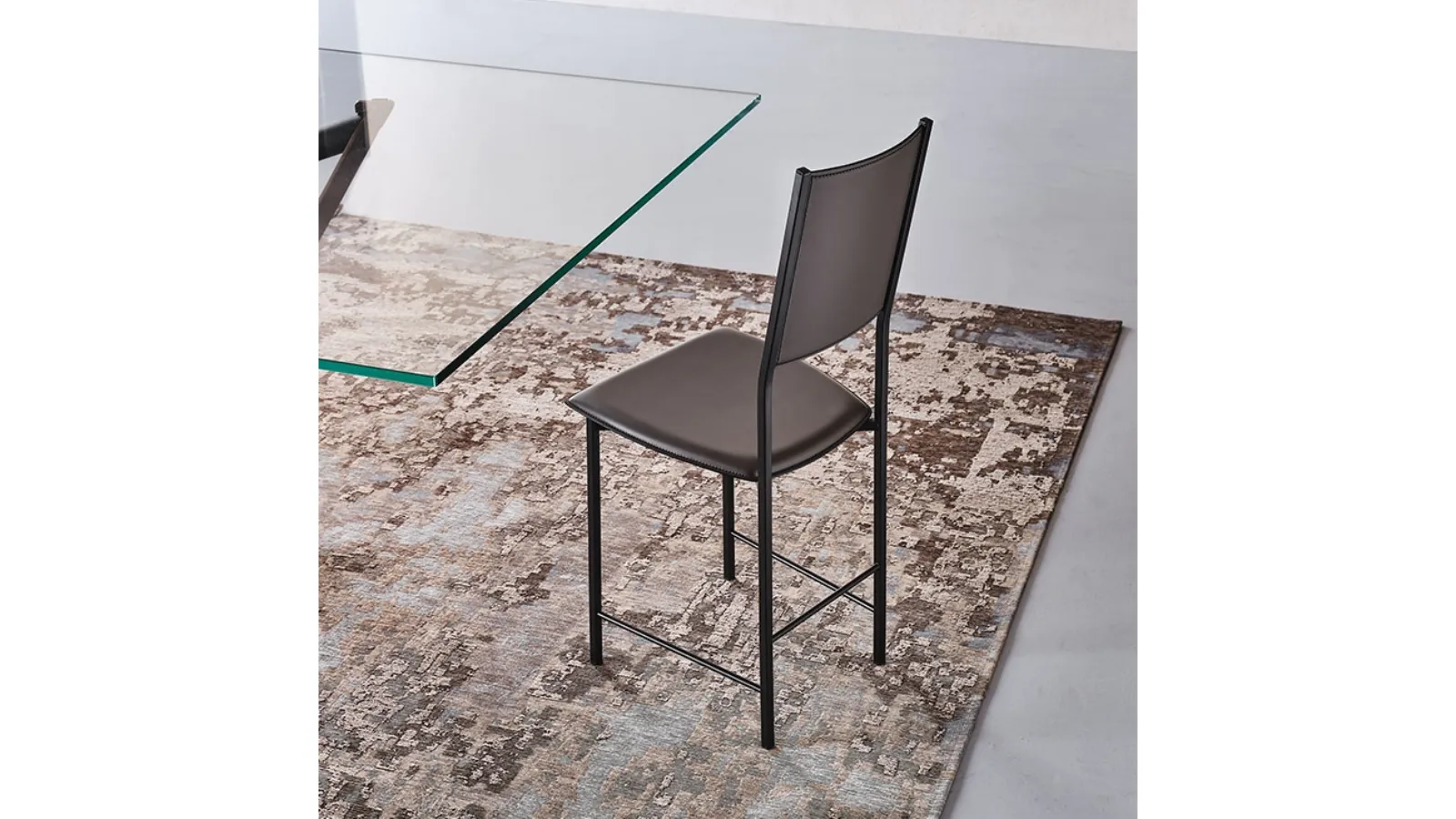 Chair with steel frame and leather seat Alessia by Cattelan Italia