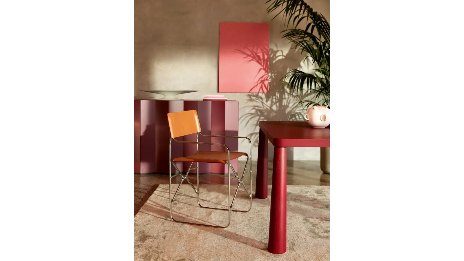 Zanotta folding chair in leather and metal