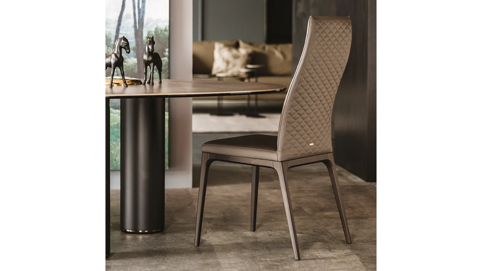 Quilted leather chair with high back Arcadia Couture by Cattelan Italia