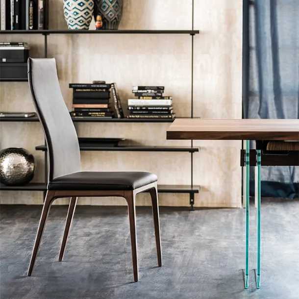 High-back leather chair Arcadia by Cattelan Italia
