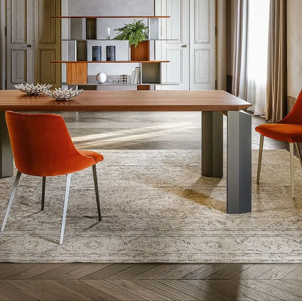 Asana Chair in velvet with metal legs by Ronda Design
