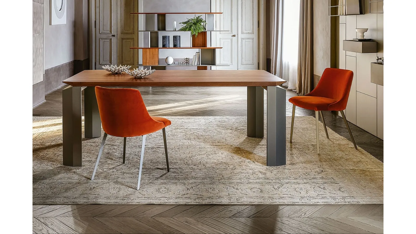 Asana Chair in velvet with metal legs by Ronda Design