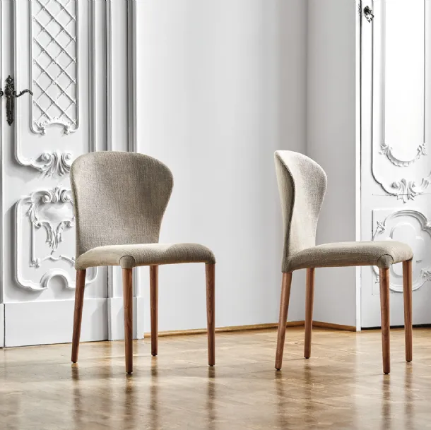Solid wood chair upholstered in Astrid fabric by Porada