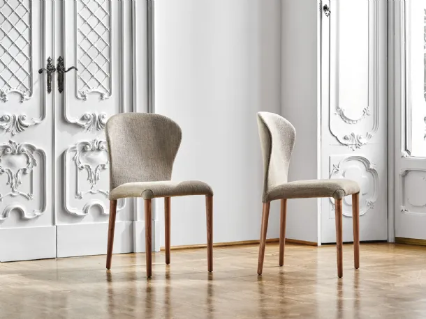 Solid wood chair upholstered in Astrid fabric by Porada