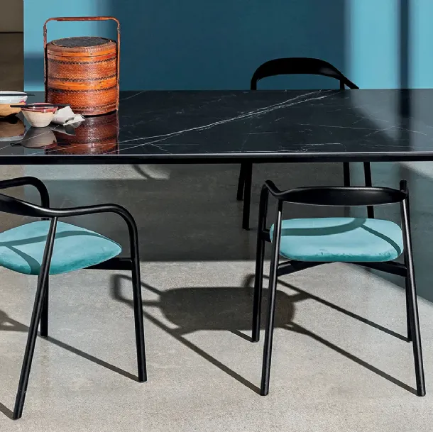 Autumn Chair in Ash with Black Dye and Padded Fabric Seat by Sovet