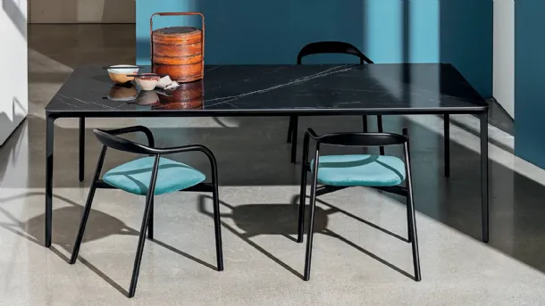 Autumn Chair in Ash with Black Dye and Padded Fabric Seat by Sovet