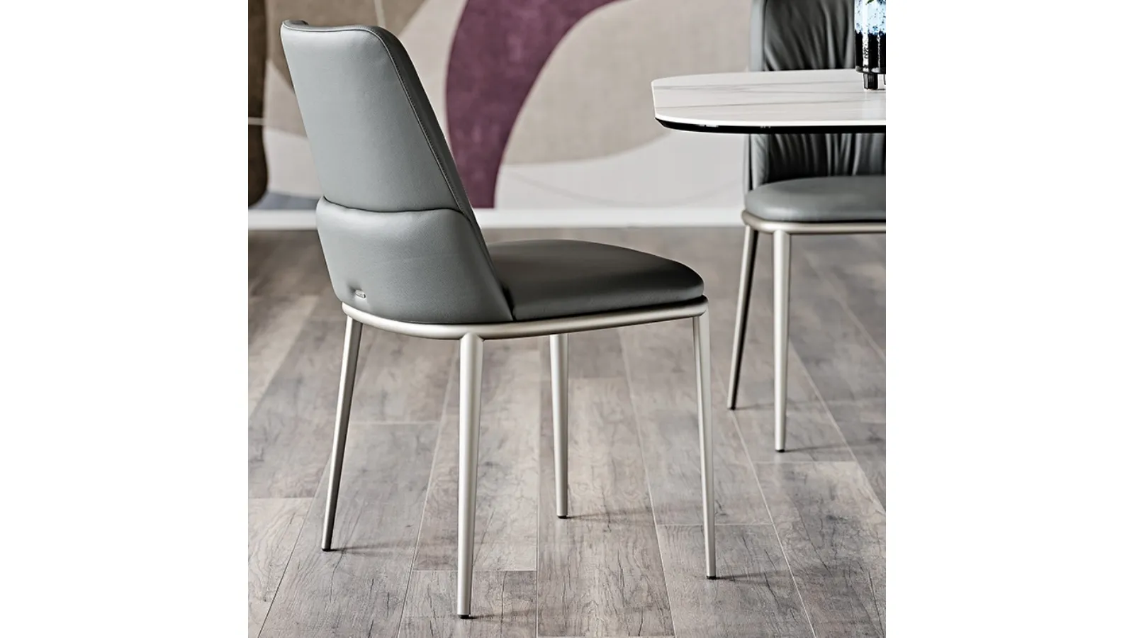 Belinda ML chair in faux leather with steel frame by Cattelan Italia