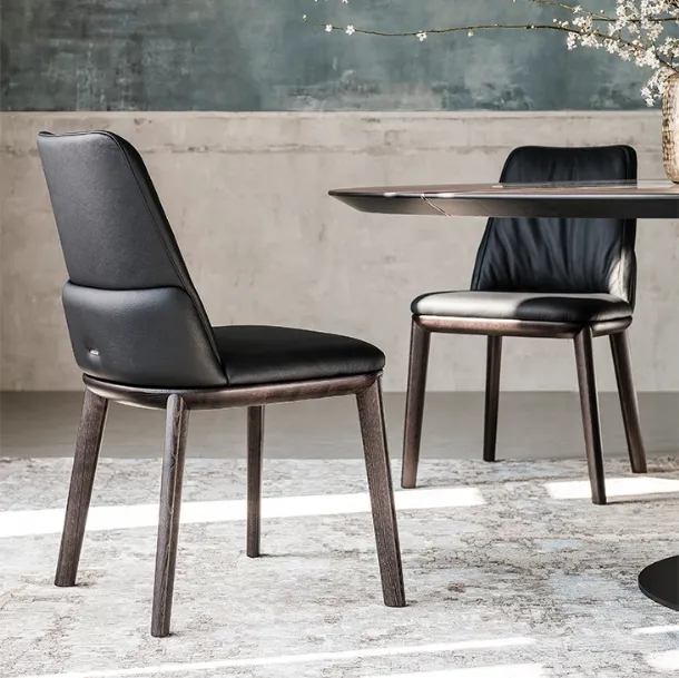 Armless chair with ash wood frame and Belinda faux leather upholstery by Cattelan Italia