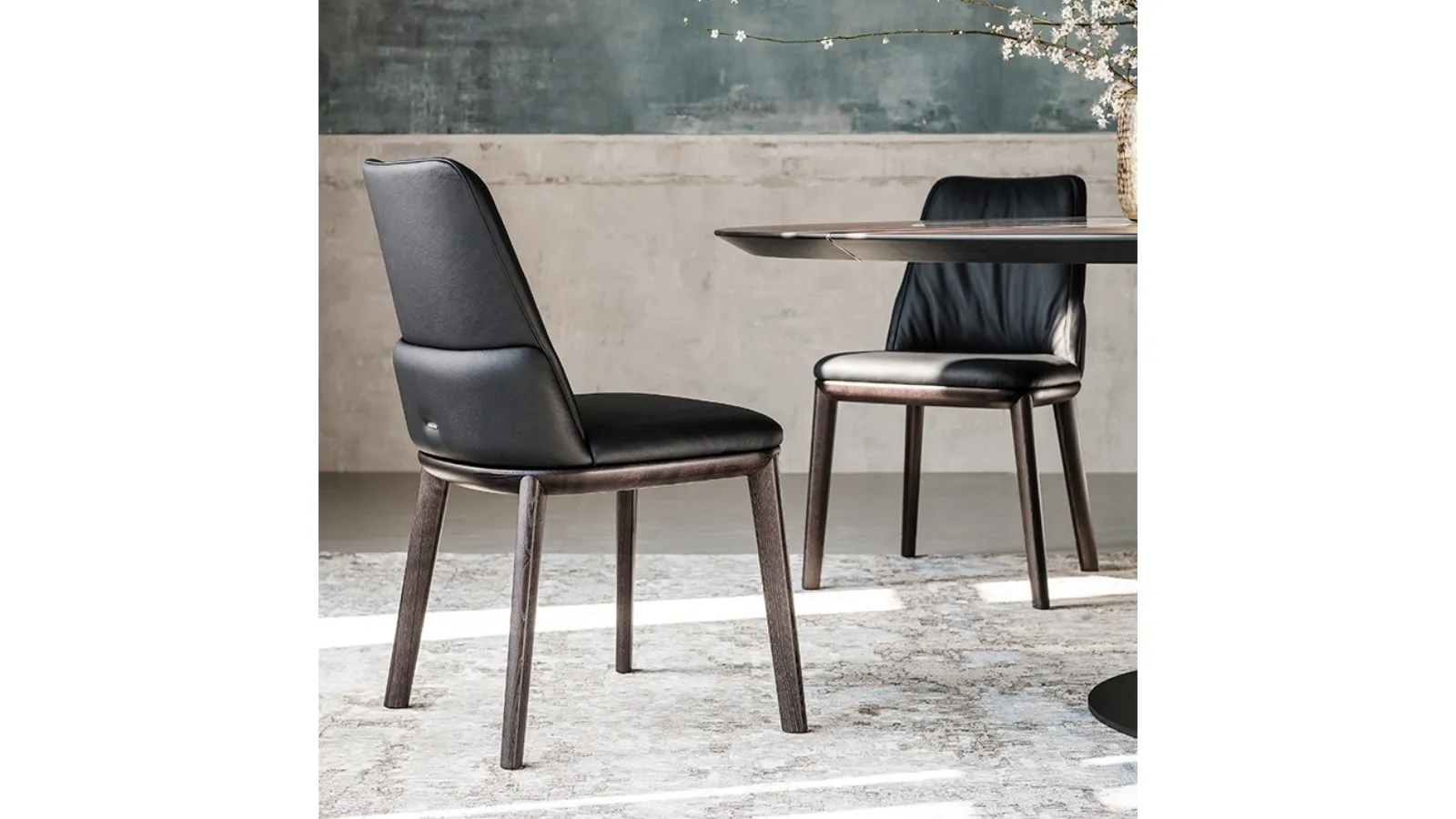 Armless chair with ash wood frame and Belinda faux leather upholstery by Cattelan Italia