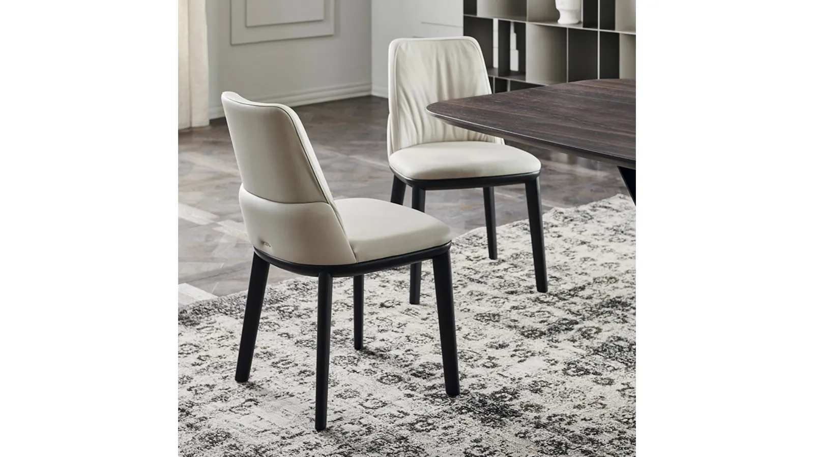 Armless chair with ash wood frame and Belinda eco-leather upholstery by Cattelan Italia
