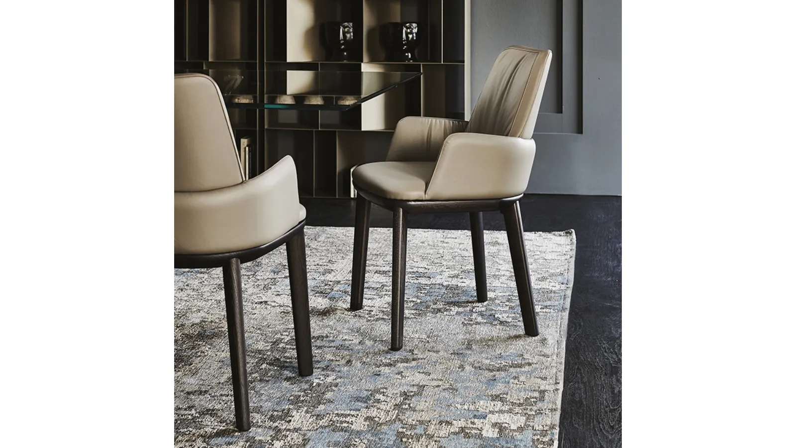Armchair with armrests, ash wood frame and Belinda eco-leather upholstery by Cattelan Italia