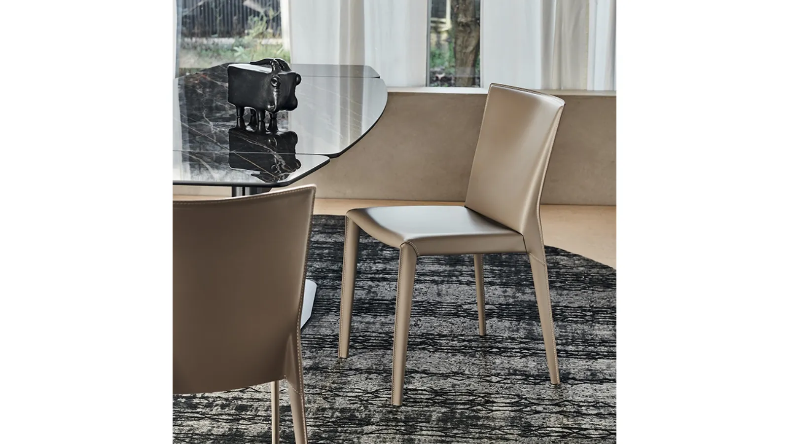 Beverly leather-upholstered steel chair by Cattelan Italia