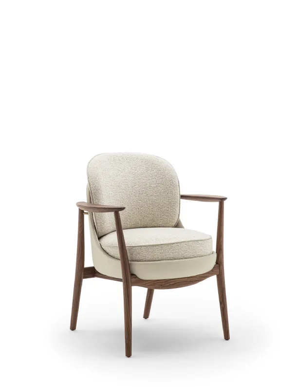 Bilboa leather and fabric chair by Porada