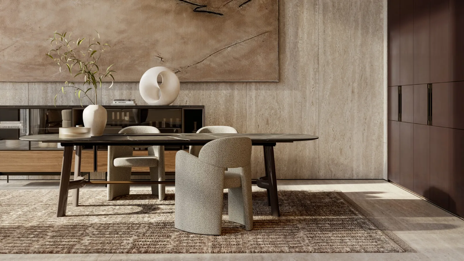 Blanca upholstered fabric chair by Lema