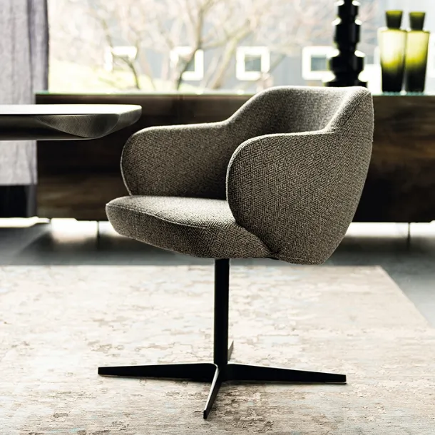 Swivel chair in fabric with a 4-star base in Bombè X steel by Cattelan Italia
