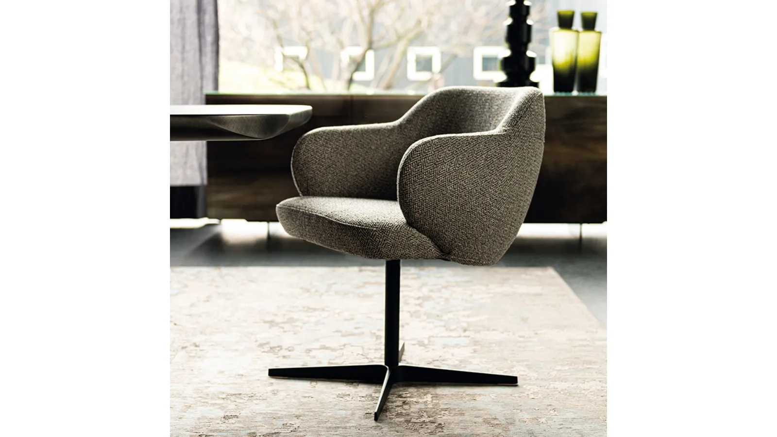 Swivel chair in fabric with a 4-star base in Bombè X steel by Cattelan Italia