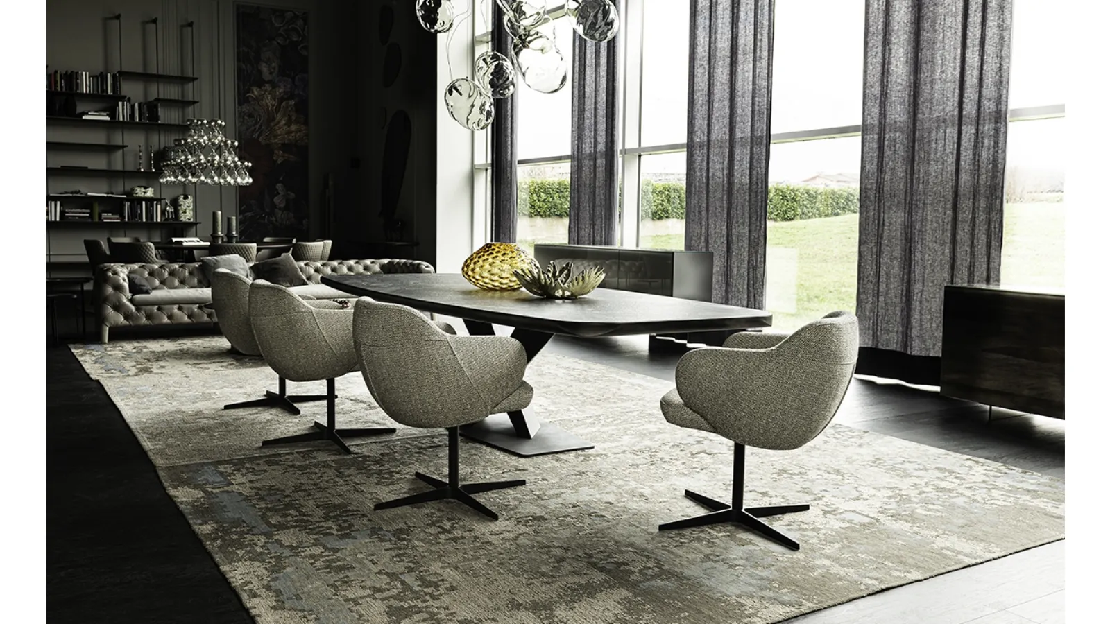 Swivel chair in fabric with a 4-spoke steel base Bombè X by Cattelan Italia
