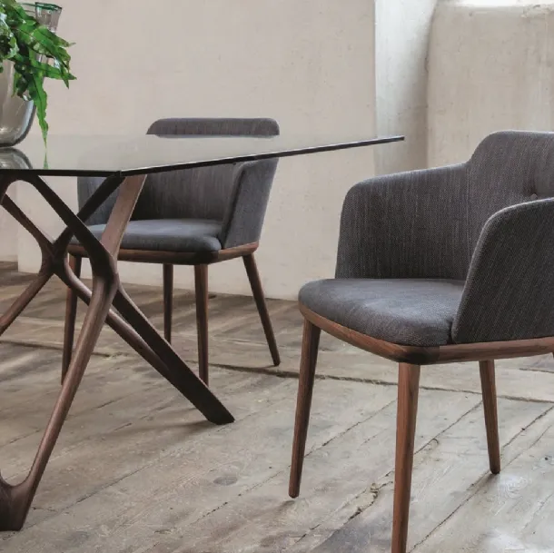 Celine armchair with fabric upholstery and solid wood frame by Porada